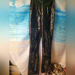 Commando NWT Black Faux Patent Leather Flare Legging Pants Size Medium